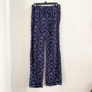 Sanctuary Womens Pants Blue White Dots Drawstring Pockets Pull On‎ Size Medium